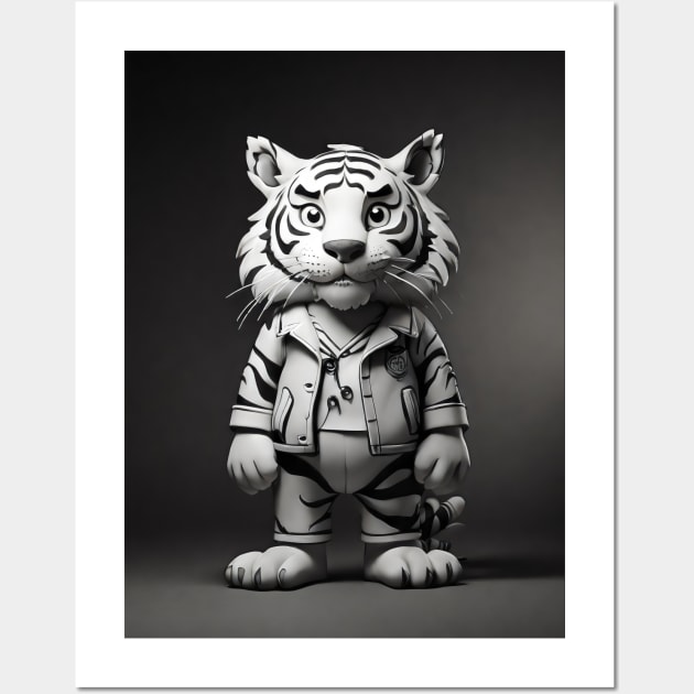 Funny black and white tiger Wall Art by Spaceboyishere